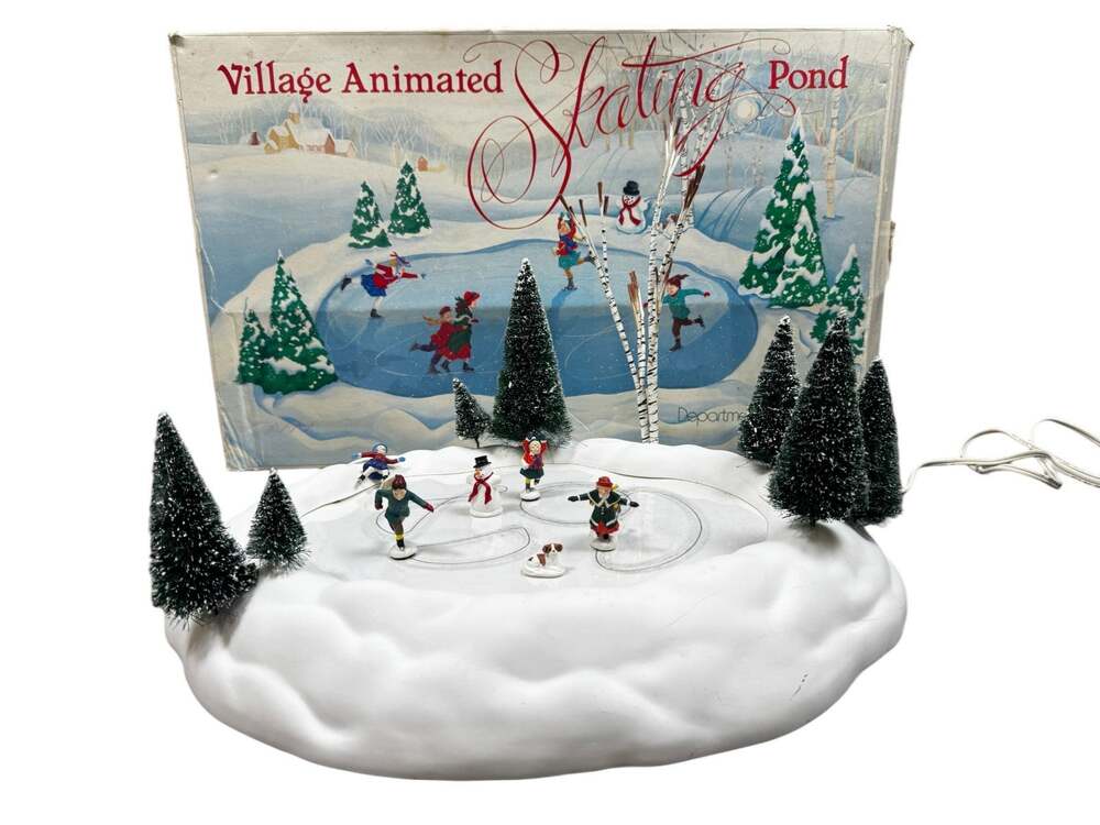 PARTS ONLY Vintage Department 56 Village Animated Skating Pond 1994